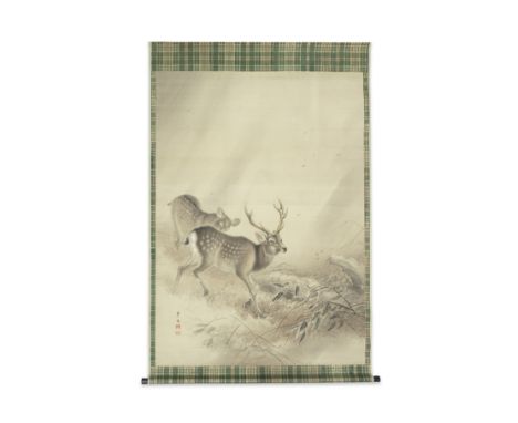 IKEGAMI SHUHO (1874-1944)Meiji (1868-1912) or Taisho (1912–1926) era, early 20th centuryA pair of deer; a kakejiku (hanging s