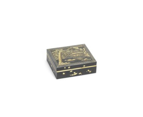 An Inlaid iron rectangular box and coverMeiji (1868-1912) or Taisho (1912-1926) era, early 20th centuryWorked in typical gold