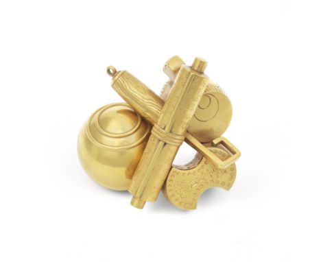 A Gold-plated noshi-osae (weight for celebratory papers) in the form of takaramono (auspicious objects)By Nakagawa Joeki IX (