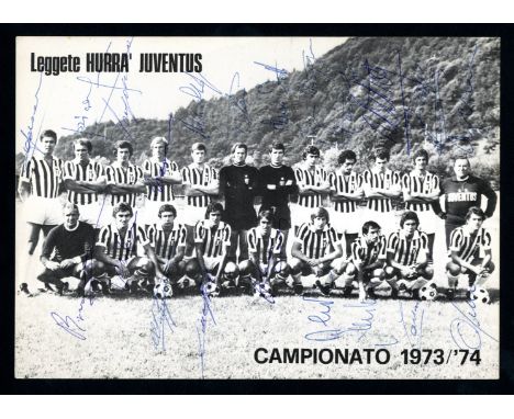 Juventus F.C.  - Stagione 1973 - 1974 - Stampa pubblicitaria "Leggete Hurrà Juventus" che ritrae la squadra in posa con le fi