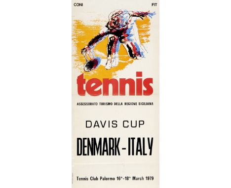 Anonimo del XX secolo  - Tennis Davis Cup  1979 - Manifesto&nbsp;Offset, Fraure, Roma. Qualità: B. 70 x 33 cm. 