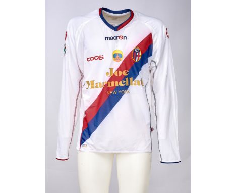 Massimo Marazzina - Bologna F.C.  - Stagione 2007-2008 - Maglia gara away, Macron, a maniche lunghe, taglia L.  Nome e numero