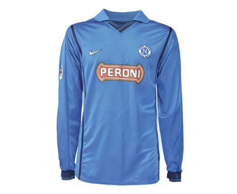 Francesco Baldini - S.S.C. Napoli  - Stagione 1999-2000 - Maglia gara home, Nike, a maniche lunghe, taglia XL.  Sul fronte: s