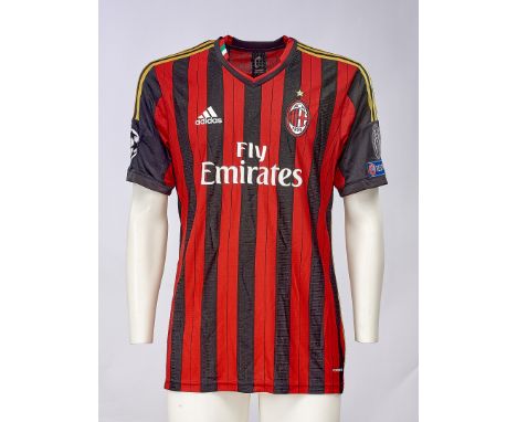 Mario Balotelli - AC Milan  - Stagione 2013-2014 - Maglia gara home, Adidas, a maniche corte, taglia 8.  Nome e numero 45 app