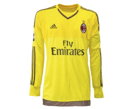 Gianluigi Donnarumma - AC Milan  - Stagione 2015-2016 - Maglia gara portiere, Adidas, a maniche lunghe, taglia 10.  Nome e nu