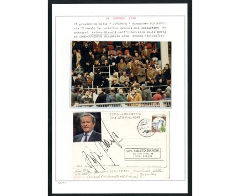 Giampiero Boniperti - Juventus F.C.  - 24 gennaio 1988 - Cartolina con firma autografa del Presidente della Juventus F.C. in 