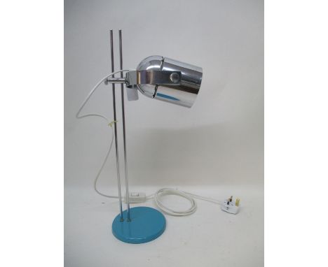 Stanislav Indra for Lidokov - a combi lux table lamp in chrome with light blue painted base, design circa 1960, 19 2/8" h - r