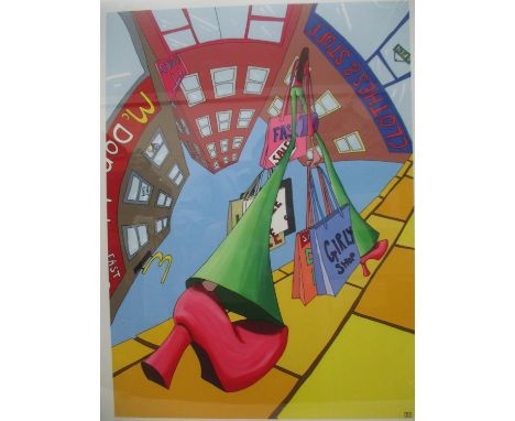 Dylan Izaak b 1971 - Shopping - a limited edition giclee colour print, numbered 61/250, titled and signed in pencil to lower 