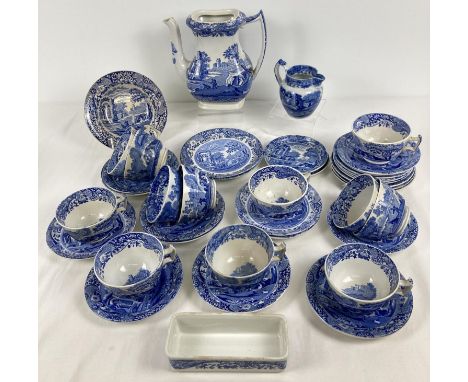 A collection of Copeland Spode "Italian" pattern teaware ceramics with different types of back stamp. Comprising: coffee pot 