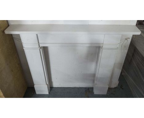 FIRE SURROUND, white reconstituted marble, 150cm x 21cm x 116cm H.