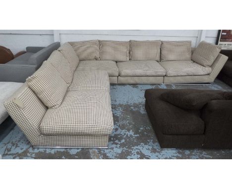 B&B ITALIA CORNER SOFA, in checked tweed fabric, model 'Marcel' by Antonio Citterio, approx. 70cm H x 320cm x 351cm.