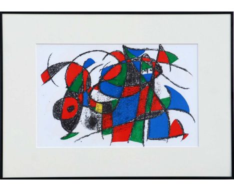 JOAN MIRO 'Untitled III', original lithograph printed by Mourlot, 1975, 35cm x 50cm, framed and glazed.