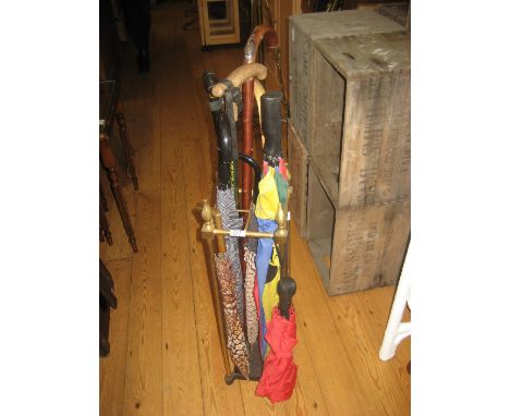Brass Stick Stand &amp; Contents