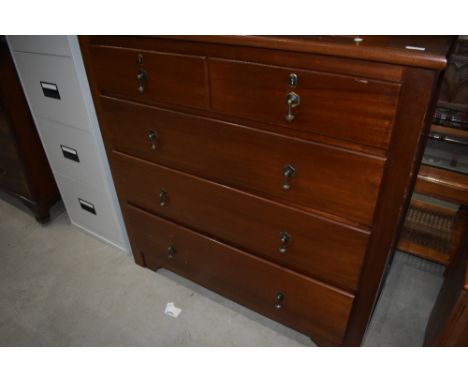 A vintage mahogany chest of two over three drawers, craftsman made in the traditional style, stamped to drawers R Mitton, mat