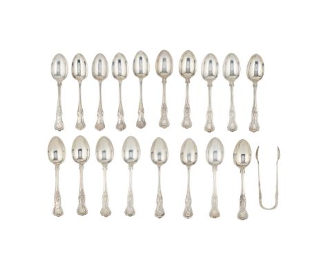 A matched set of twelve Victorian dessert spoons Josiah Williams &amp; Co, London 1893/4, of King's pattern, italic B engrave