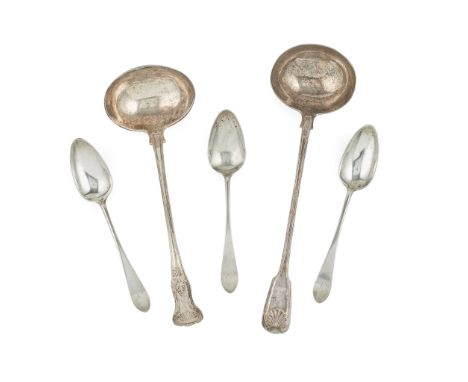 Dundee - A set of three Scottish provincial tablespoons Ed. Livingstone marked EL, a pot of lilies, U, topped heart, of Celti