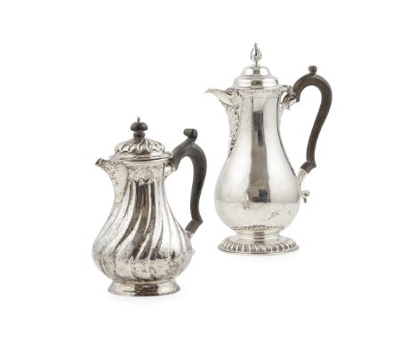 An early 20th Century waterpot Lambert &amp; Co, London 1911, of baluster form, gadrooned borders, engraved initials to the b