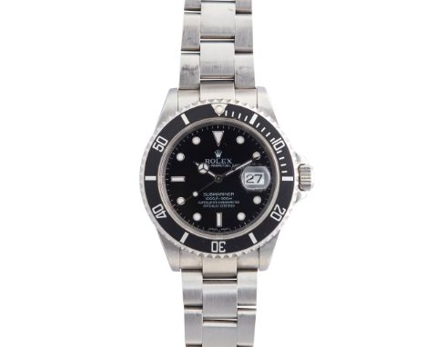 Rolex: A gentleman's Submariner Date wrist watch model 16610 T, 2004, stainless steel case, automatic movement, black dial wi