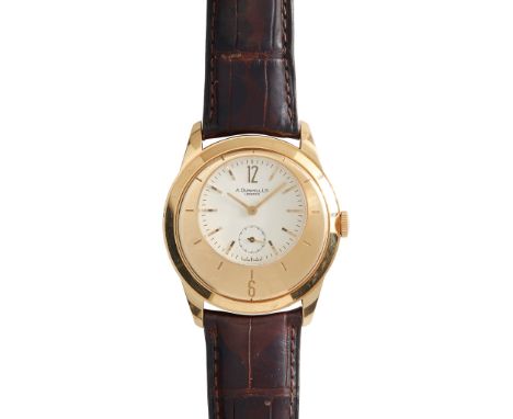 Dunhill: A gentleman's limited edition wrist watch Ellipse, 18ct gold case, signed Dunhill manual wind movement, round dial w