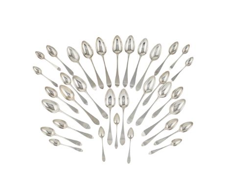 A set of six George III tablespooons Graham &amp; McLean, Edinburgh 1798, of Celtic Point pattern, initials engraved to termi