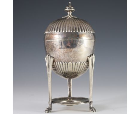 DESCRIPTION: Atkin Brothers elecroplated hard boiled egg coddler. Features an elegant finial handle on the lid of the egg sha