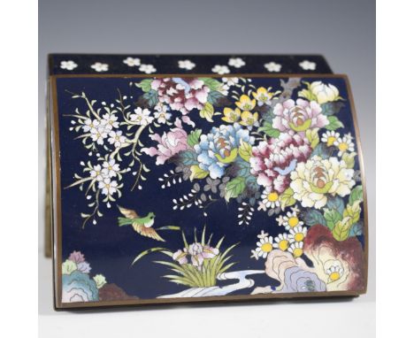 DESCRIPTION: Antique Chinese cloisonne enameled box. Features enameled renderings of intricately vibrantly hued flowers along