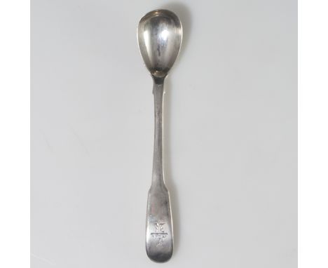 DESCRIPTION: William Seaman antique sterling spoon. Features an engraved deer on the handle with a "K" monogram. Marked with 