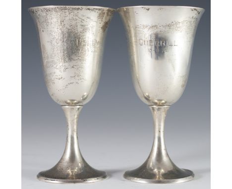 DESCRIPTION: Gorham sterling goblets featuring a sleek simplistic design and gilded polished interior. Marked on bottom:"Gorh