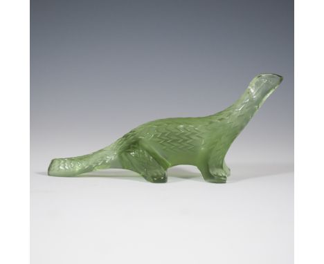 DESCRIPTION: Lalique komodo dragon. Features a green hue and detailed scales along the back. Marked:"Lalique France"CIRCA: 20