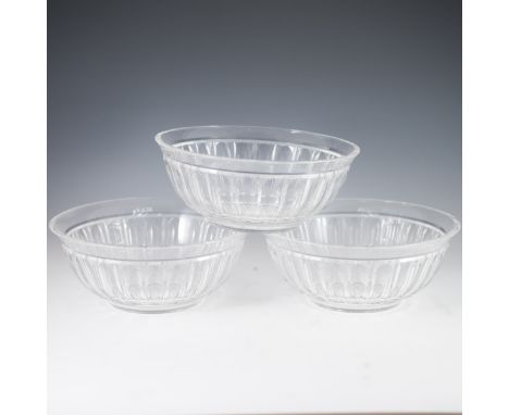 DESCRIPTION: Lot of three Waterford crystal bowls. Features intricate oval cuts intersected by beveled linear cuts encompassi