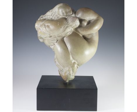 DESCRIPTION: A solid composite modernist sculpture after Jose de Creeft's "Cloud". Features a mother nurturing her child whil