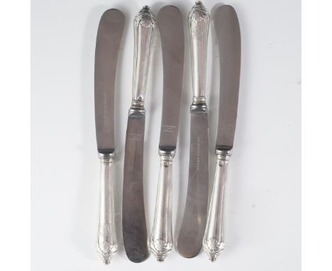 DESCRIPTION: Peter Guille LTD. sterling knives. Features sterling handles with shell designs. MarkeD:"Peter Guille LTD. Engla