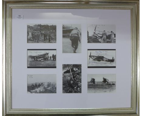 A photograph montage of Battle of Britain aircrew, with original signatures of: Bill Green, Flt. Lt. 501 Sqdn, Keith Lawrence