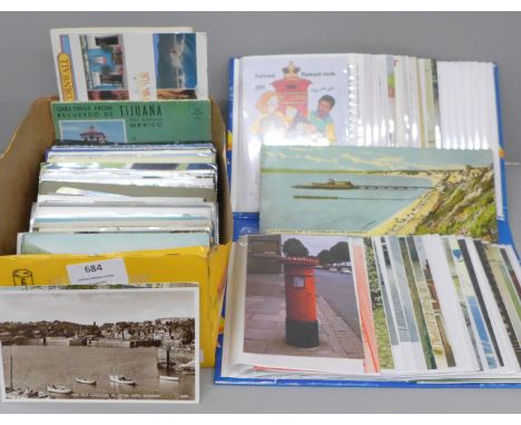 A box of postcards, vintage to modern 