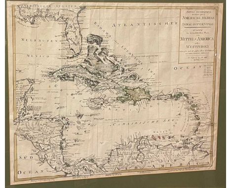 Johann Walch Tabula Geographica maximae partis Americae Mediae sive Indiae Occidentalis, [map of the West Indies] Augsburg 17