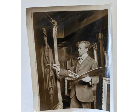 SALISBURY (Frank O; portrait painter) 6 official photographs of the artist at work, including 2 mounted to board by W H Cox, 