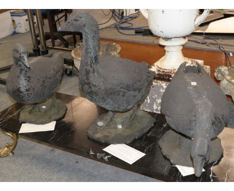 Three country sculptures by Marion Smith of Geese, bronze resin, limited edition with certificate, tallest 73cm