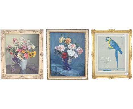Evans (20th century)  Still life of carnations in a blue lustre vase Signed and dated 1964 oil on board, together with a furt