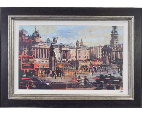 Christian Hook (Contemporary) ''Trafalgar Square'' Signed and numbered 64/295, giclee print on board, 43cm by 70cm  Artist's 