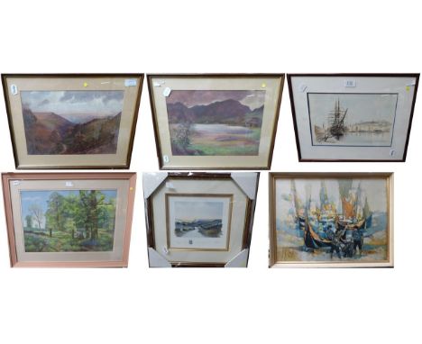 English school (late 19th/early 20th century) landscape watercolours, one signed F Groom (?) the other possibly by the same h