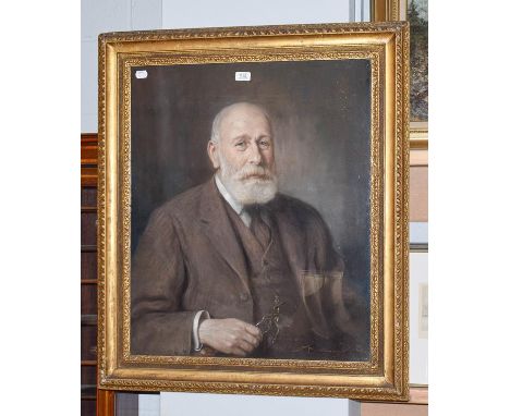 Beverly Ward (?), 19th/20th century, Portrait of a gentleman wearing a brown suit, signed pastel 74.5cm by 61.5cm