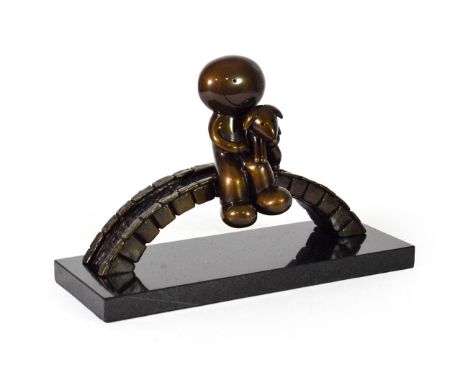 Doug Hyde (b.1972) ''Watching the World Go By'' Signed and numbered 184/250, bronze on a granite base, 19cm high  Sold togeth