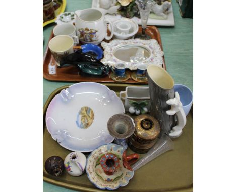 Two trays of china and glass including Noritake, Devon ware etc