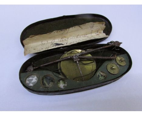 SET OF ANTIQUE SCALES IN FITTED CASE. (AF)