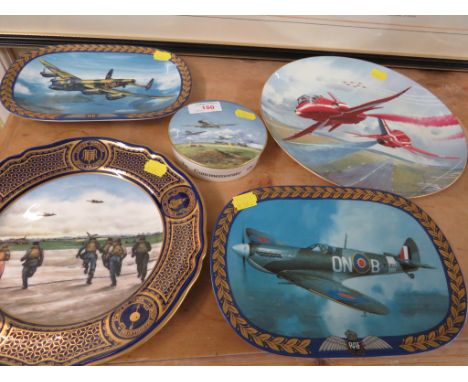 SPODE BATTLE OF BRITAIN COMMEMORATIVE PLATE, BATTLE OF BRITAIN JAR, TWO WINGS OF VICTORY RAF WAR PLATES AND A COALPORT RED AR