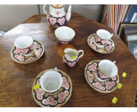 FOLEY CHINA FOUR SETTING TEA SET WITH IMARI DECORATION.