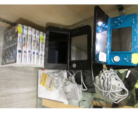 NINTENDO 3 DS PORTABLE GAMES CONSOLE, A 3DS XL CONSOLE, ELEVEN GAMES, CHARGERS AND MANUAL