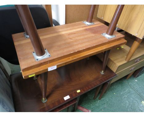 PAIR OF VINTAGE WOODEN OCCASIONAL TABLES WITH SPLAY LEGS.