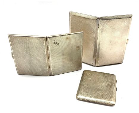 Engine turned silver cigarette case Birmingham 1930 and two other silver cigarette cases 16.4oz - Condition Report 