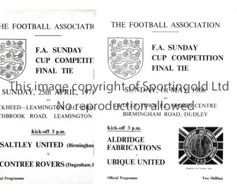 F.A. SUNDAY CUP FINALS     Nine programmes: 1966, 1971, 1972, 1975, 1976, 1977, 1983, 1984 and 1985. Sunday League football t